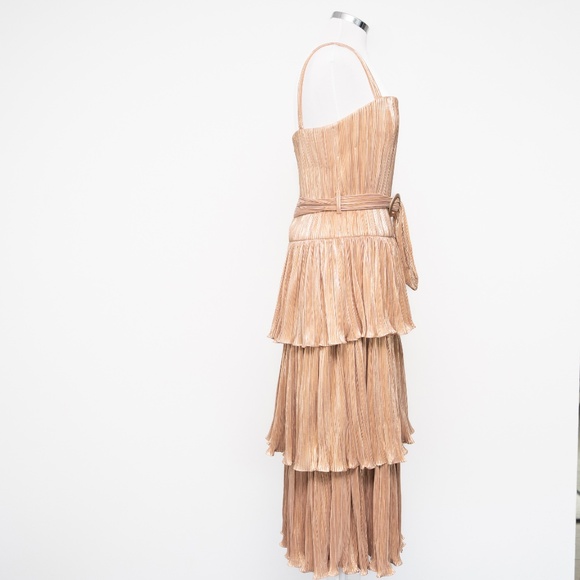 Mac Duggal -  Gold Ruffle Tiered Buckle Detail Dress - Picture 5 of 16